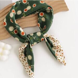 Green Dandelion Print Ruffle Scarf Head Wrap